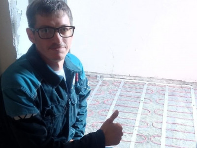 Тёплый пол в тамбуре частного дома в селе Батурино Томского района — профессиональный монтаж Russian Heat RH-PRO 200