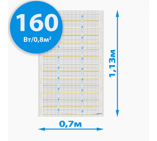 Секции тёплого пола РИМ MEDIUM-70 - 160Вт/0,8м² на отрез Секции тёплого пола РИМ MEDIUM-70 - 160Вт/0,8м² на отрез